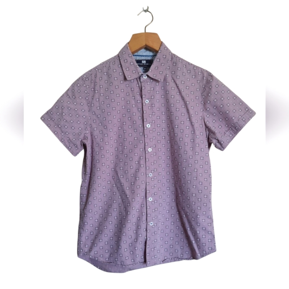Michael Brandon Mauve Dusty Pink Lavendar Patterned Button Down Shirt